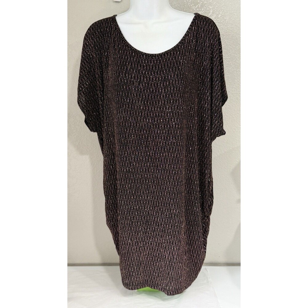 SJS Metallic Glitter Diamond Pattern Tunic Top Blouse Dress Women's Plus Size 3X